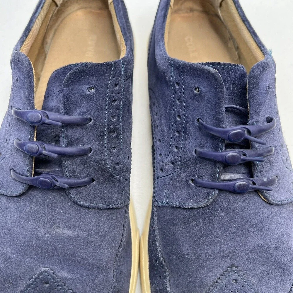 Cole Haan 11 M Navy Blue Suede Joshua Wingtip Oxford Sneaker Brogue Casual Shoes